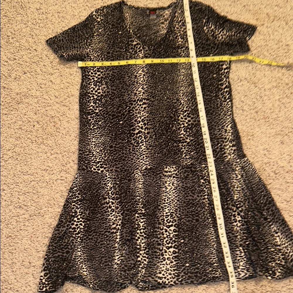 Leopard Print V-Neck Dress with Metallic Bling Size Medium by Lady Noiz - Picture 8 of 10
